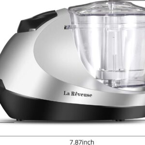 La Reveuse Electric Mini Food Chopper Vegetable Fruit Cutter Meat Grinder Mincer Small Food Processor with 1.3-Cup Prep Bowl, Silver - Image 7