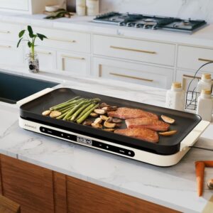 AEWHALE Countertop Double Burners with Removable Griddle Pan Non-stick,1200W+600W Electric Hot Plate with Sensor Touch for Adjustable Temperature/Time - Image 2