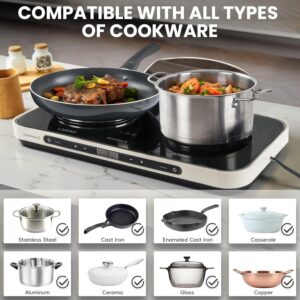 AEWHALE Countertop Double Burners with Removable Griddle Pan Non-stick,1200W+600W Electric Hot Plate with Sensor Touch for Adjustable Temperature/Time - Image 5