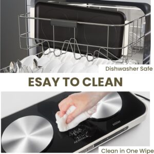 AEWHALE Countertop Double Burners with Removable Griddle Pan Non-stick,1200W+600W Electric Hot Plate with Sensor Touch for Adjustable Temperature/Time - Image 7
