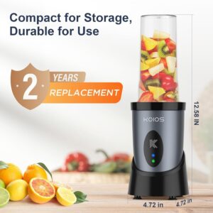 KOIOS Smoothie Blender, 900W Personal Blender for Shakes and Smoothies for Kitchen with 2 Portable Cups 22oz, Single Serve Smoothies Maker Mixer for Juices, Nutritious Recipe, Grey Blue - Image 2