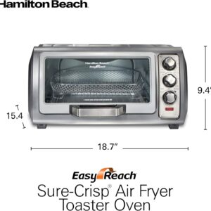 Hamilton Beach Sure-Crisp Air Fryer Toaster Oven Combo with Large Capacity, Fits 6 Slices or 12” Pizza, 4 Cooking Functions for Convection, Bake, Broil, Roll-Top Door, Easy Reach, Stainless Steel - Image 2