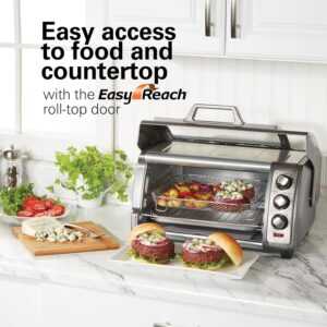 Hamilton Beach Sure-Crisp Air Fryer Toaster Oven Combo with Large Capacity, Fits 6 Slices or 12” Pizza, 4 Cooking Functions for Convection, Bake, Broil, Roll-Top Door, Easy Reach, Stainless Steel - Image 4