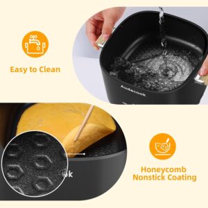 Audecook Hot Pot Electric, 2.5L Portable Nonstick Multicooker for 1-3 Persons, Honeycomb Texture Travel Electric Skillet with Dual Power Temperature Control for Steak/Egg/Noodles/Oatmeal (Black) - Image 6