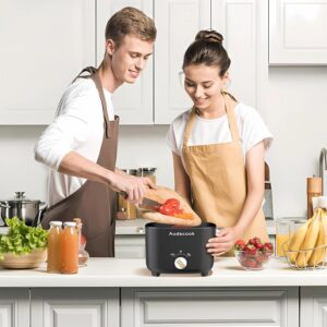 Audecook Hot Pot Electric, 2.5L Portable Nonstick Multicooker for 1-3 Persons, Honeycomb Texture Travel Electric Skillet with Dual Power Temperature Control for Steak/Egg/Noodles/Oatmeal (Black) - Image 7