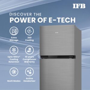 IFB Double Door Refrigerator, 364L Gross, Frost Free, 7 Smart Cooling Modes, Active Deodorizer, Brush Grey, IFBFF-2901FBS-EUA - Image 10