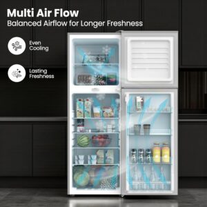 Nikai 275L Gross/190L Net, Top Mount Double Door Refrigerator, with Vegetable Crisper & Adjustable Glass Shelves, Defrosting & Temperature Control, For Kitchen, Bedroom, Office & Hotels - NRF275DN3S - Image 3