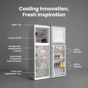 Nikai 275L Gross/190L Net, Top Mount Double Door Refrigerator, with Vegetable Crisper & Adjustable Glass Shelves, Defrosting & Temperature Control, For Kitchen, Bedroom, Office & Hotels - NRF275DN3S - Image 7