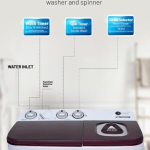 AFRA Twin Tub Washing Machine, AF-0702TTWR, 7kg Capacity, Air Dry Function, Pulsator, Collars and Cuff Washboard, White and Red, 1 Year Warranty - Image 3