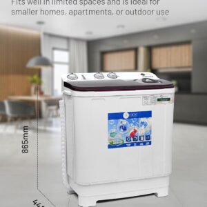 AFRA Twin Tub Washing Machine, AF-0702TTWR, 7kg Capacity, Air Dry Function, Pulsator, Collars and Cuff Washboard, White and Red, 1 Year Warranty - Image 4