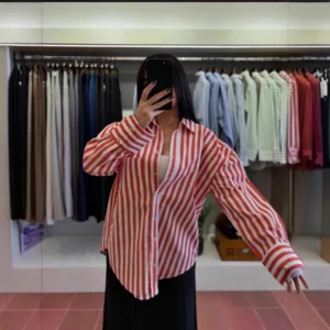 Lightweight Shirt Street Fashion Casual Shirt Striped Breathable Long Sleeve Shirt European Summer Oversized Comfortable Top - Image 2