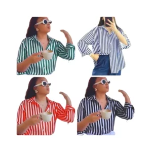 Lightweight Shirt Street Fashion Casual Shirt Striped Breathable Long Sleeve Shirt European Summer Oversized Comfortable Top - Image 4