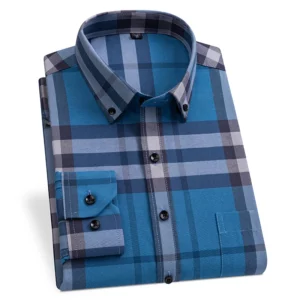 24 Striped Pure Cotton Long-Sleeved Shirt Spring And Autumn Square Collar Business Casual Men's Tops Versatile New Men Clothing - Image 4
