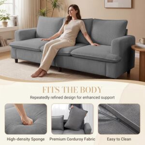 3 Seater Couch, 83" Comfy Corduroy Sofa with Deep Seat, Modern Sofa Couch for Living Room, Office, Bedroom, Apartment (Pillows not Included) - Image 3