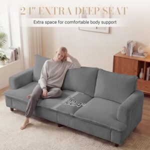 3 Seater Couch, 83" Comfy Corduroy Sofa with Deep Seat, Modern Sofa Couch for Living Room, Office, Bedroom, Apartment (Pillows not Included) - Image 7