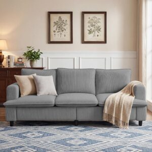 3 Seater Couch, 83" Comfy Corduroy Sofa with Deep Seat, Modern Sofa Couch for Living Room, Office, Bedroom, Apartment (Pillows not Included) - Image 8