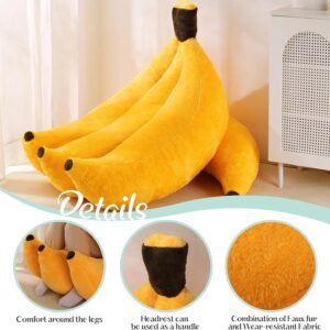 Banana Bean Bag Chair with Ottoman, Floor Sofa Bed with Footrest, Comfy Convertible Lounger for Teens & Adults, Plush Couch for Bedroom, Living Room or Dorm, M-Yellow - Image 4