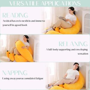 Banana Bean Bag Chair with Ottoman, Floor Sofa Bed with Footrest, Comfy Convertible Lounger for Teens & Adults, Plush Couch for Bedroom, Living Room or Dorm, M-Yellow - Image 5