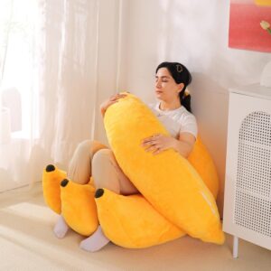 Banana Bean Bag Chair with Ottoman, Floor Sofa Bed with Footrest, Comfy Convertible Lounger for Teens & Adults, Plush Couch for Bedroom, Living Room or Dorm, M-Yellow - Image 6