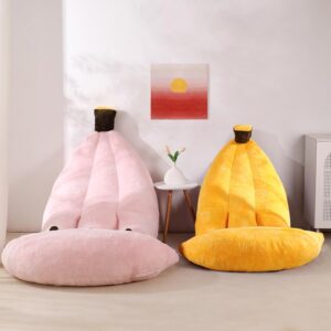 Banana Bean Bag Chair with Ottoman, Floor Sofa Bed with Footrest, Comfy Convertible Lounger for Teens & Adults, Plush Couch for Bedroom, Living Room or Dorm, M-Yellow - Image 8