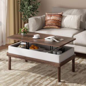 Shintenchi Coffee Table, Lift Top Coffee Table with Hidden Compartment, Rising Tabletop Dining Table, Lift Top Coffee Center Table for for Living Room, Office, Home (Walnut) - Image 1