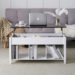 VINGLI Farmhouse Lift Top Coffee Table, Rustic Grey with Storage Shelf/Hidden Compartment, Mesa De Centro para Sala, Rustic Brown (White Brown, 40" L) - Image 6