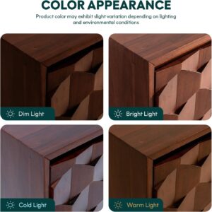 Bme Sideboard Georgina Solid Wood 2 Doors & 3 Drawers, 61'' Mid Century Modern Cabinet with Geometric Pattern for Kitchen, Dining, Living Room - Image 9