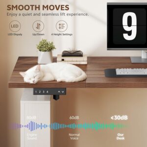 75.5'' Electric Standing Desk with Drawers, Farmhouse Height Adjustable Corner Desk, Sit Stand Office Desk with 4 AC Outlets & Type C Port, Executive Computer Desk, Brown & White - Image 6