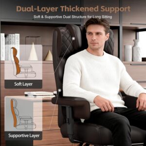 Vonesse Big and Tall Office Chair, Desk Chair with Soft Adjustable Armrests, Ergonomic High Back Gaming Chair with Lumbar Support, Executive Computer Chairs with Footrest (PU Leather, Brown) - Image 5