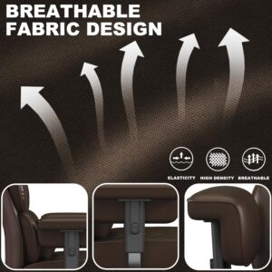 Misolant Big and Tall Office Chair with Footrest, High Back Executive Desk Chair with Adjustable Lift Armrest, 155°Recline，Lumbar Support Pillow, Faux Leather Gaming Chairs for Home or Office Brown - Image 6