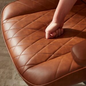 Brown Leather Office Desk Chair with Quiet Rubber Wheels, Height Adjustable, Padded Arms, Vintage Mid Century Office Chair, Retro Style Desk Chair - Image 5