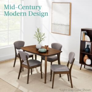 Best Choice Products 5-Piece Dining Set, Compact Mid-Century Modern Table & Chair Set for Home, Apartment w/ 4 Chairs, Padded Seats & Backrests, Wooden Frame - Walnut/Charcoal - Image 3