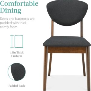 Best Choice Products 5-Piece Dining Set, Compact Mid-Century Modern Table & Chair Set for Home, Apartment w/ 4 Chairs, Padded Seats & Backrests, Wooden Frame - Walnut/Charcoal - Image 4