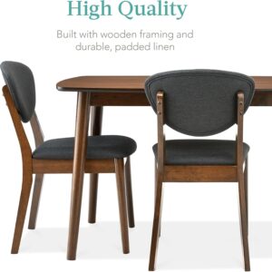 Best Choice Products 5-Piece Dining Set, Compact Mid-Century Modern Table & Chair Set for Home, Apartment w/ 4 Chairs, Padded Seats & Backrests, Wooden Frame - Walnut/Charcoal - Image 6