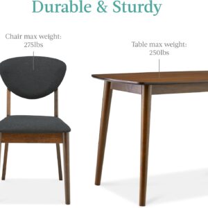 Best Choice Products 5-Piece Dining Set, Compact Mid-Century Modern Table & Chair Set for Home, Apartment w/ 4 Chairs, Padded Seats & Backrests, Wooden Frame - Walnut/Charcoal - Image 7