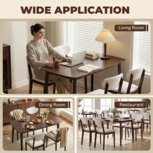 HOMCOM 5-Piece Dining Table Set for 4, Mid-Century Modern Kitchen Table and Chairs with Padded Seats and Backrests, Solid Wood Frame for Small Space, Dining Room, Living Room, Cream White - Image 3