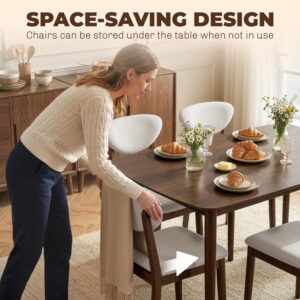 HOMCOM 5-Piece Dining Table Set for 4, Mid-Century Modern Kitchen Table and Chairs with Padded Seats and Backrests, Solid Wood Frame for Small Space, Dining Room, Living Room, Cream White - Image 4