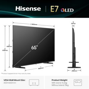 Hisense 65 inch QLED Smart TV E7Q-Quantum Dot Colour, AI Picture, Dolby Vision, Dolby Atmos, Share to TV, Voice Control, Filmmaker Mode, Youtube, Netflix, Disney+ 65E7Q (2025 UAE Version) - Image 12