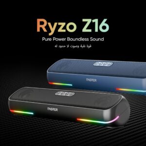 Faster Ryzo Z16 Soundbar - 16W Wireless Sound Bar 415x133x100mm Bluetooth 5.3 EDR 5H Playback RGB Light TWS - Portable Speaker USB AUX, TF Card - Hands-Free Call 360° Surround Sound (Charcoal Grey) - Image 2