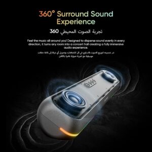 Faster Ryzo Z16 Soundbar - 16W Wireless Sound Bar 415x133x100mm Bluetooth 5.3 EDR 5H Playback RGB Light TWS - Portable Speaker USB AUX, TF Card - Hands-Free Call 360° Surround Sound (Charcoal Grey) - Image 5