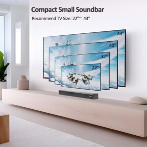 2.1ch 120W Small Bluetooth Soundbar for TV, PC, 23-inch TV Sound Bar with Built-in Subwoofer. Dialogue Enhancer, Optical/Aux, Wall Mount. Voyage 202 - Image 2
