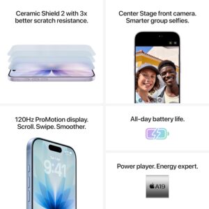 Apple iPhone 17 256 GB: 6.3-inch Display with ProMotion, A19 Chip, Center Stage Front Camera for Smarter Group Selfies, Improved Scratch Resistance, All-Day Battery Life; Lavender - Image 4