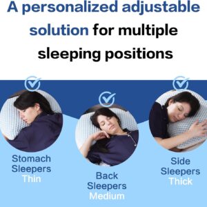 EASELAND Firm Pillows Shredded Memory Foam with Adjustable Fill - Queen Size Set of 2, Removable Cooling Cover for Hot Sleepers, Cool Bed Pillow for Side Back Stomach Sleepers - Image 4