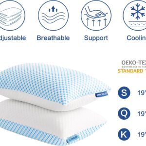 EASELAND Firm Pillows Shredded Memory Foam with Adjustable Fill - Queen Size Set of 2, Removable Cooling Cover for Hot Sleepers, Cool Bed Pillow for Side Back Stomach Sleepers - Image 5