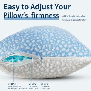 Firm Memory Foam Bed Pillows Queen Size Set of 2,Adjustable Cooling Side Sleeper Pillow,Hotel Collection Breathable Support, Washable Cover with Zipper,Home Gifts - Image 9