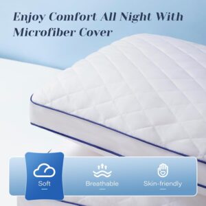 Shredded Memory Foam Pillows Queen Size Set of 2, Soft Bed Pillow for Side and Back Sleepers, Medium Firm Pillows 2 Pack with Gusset(20"x30") - Image 5