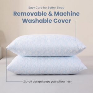 Meoflaw Adjustable Memory Foam Bed Pillows:Queen Size Shredded Foam Pillow Set of 2 for Sleeping with Removable & Washable Pillowcase for Back,Side & Stoamch Sleeper-Medium Firm - Image 3