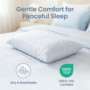 Meoflaw Adjustable Memory Foam Bed Pillows:Queen Size Shredded Foam Pillow Set of 2 for Sleeping with Removable & Washable Pillowcase for Back,Side & Stoamch Sleeper-Medium Firm - Image 6