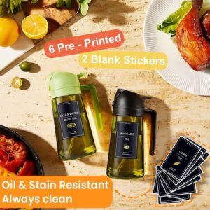 CXINYI - 16oz/470ml Olive Oil Dispenser for Kitchen with Stickers - 2 in 1 Olive Oil Sprayer for Cooking, Air Fryer, and Salad, Black&Green (Light-Proof Kitchen Gadget) - Image 2