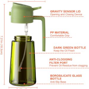 CXINYI - 16oz/470ml Olive Oil Dispenser for Kitchen with Stickers - 2 in 1 Olive Oil Sprayer for Cooking, Air Fryer, and Salad, Black&Green (Light-Proof Kitchen Gadget) - Image 3